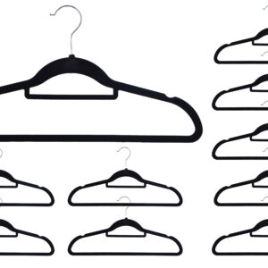 Wieszak welurowy MAXI komplet 100 szt czarny