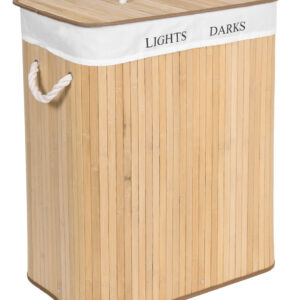 Kosz bambusowy pojemnik na pranie 2 komory naturalny