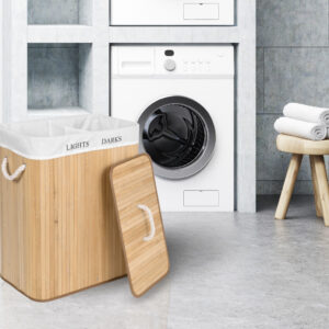 Alternative view of Kosz bambusowy pojemnik na pranie 2 komory naturalny