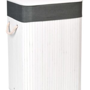 Kosz na pranie bambusowy z pokrywą 80L biało-szary