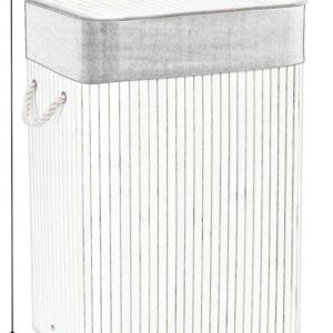 Alternative view of Kosz na pranie bambusowy z pokrywą 80L biało-szary