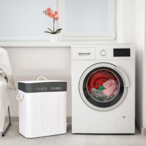 Alternative view of Kosz bambusowy pojemnik na pranie 2 komory biało-szary