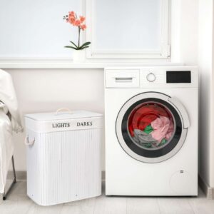 Alternative view of Kosz bambusowy z pokrywą 100L 2 komory biały