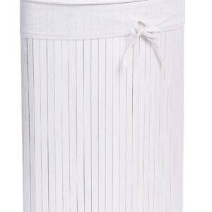 Alternative view of Kosz narożny na pranie bambusowy z pokrywą biały