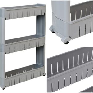 Półka kuchenna łazienkowa szara 3 poziomy Leira