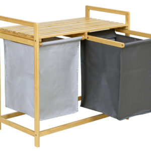 Alternative view of Kosz na pranie lub zabawki bambusowy HANOI 2 przegrody DUO KOLOR