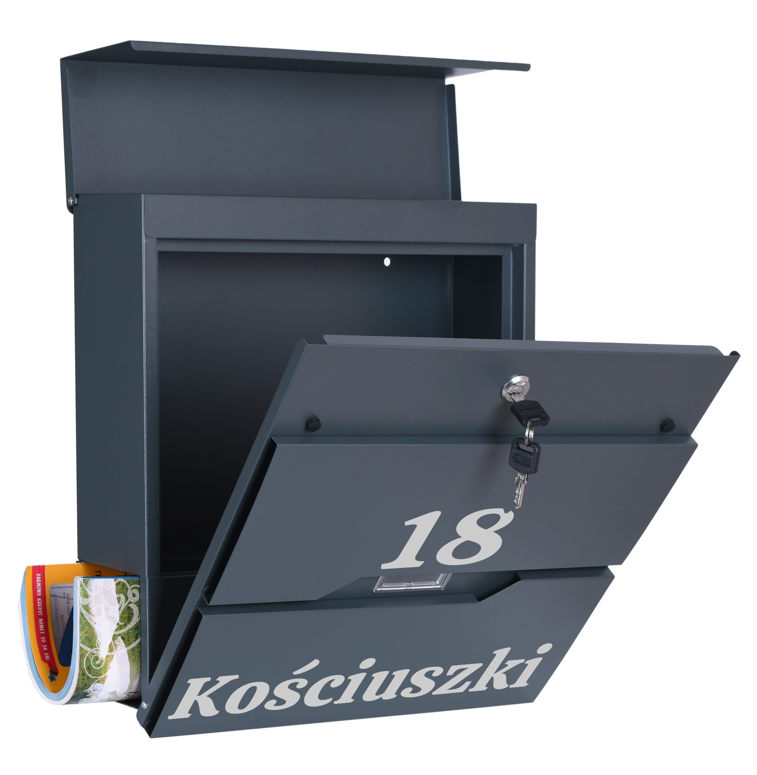 Skrzynka pocztowa na listy Vidar antracyt z napisami - obrazek 4