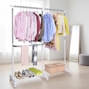 Alternative view of Wieszak regulowany stojący na kółkach Rufo biały