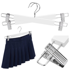 Wieszak drewniany na spódnice 2 sztuki biały