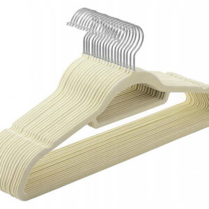 Wieszak welurowy Maxi komplet 50 sztuk beżowy