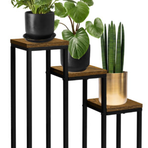 Kwietnik stojący czarny Loren Rustic postarzany dąb