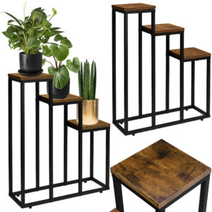 Alternative view of Kwietnik stojący czarny Loren Rustic postarzany dąb