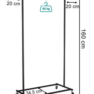 Alternative view of Wieszak stojący na kółkach Tahir czarny