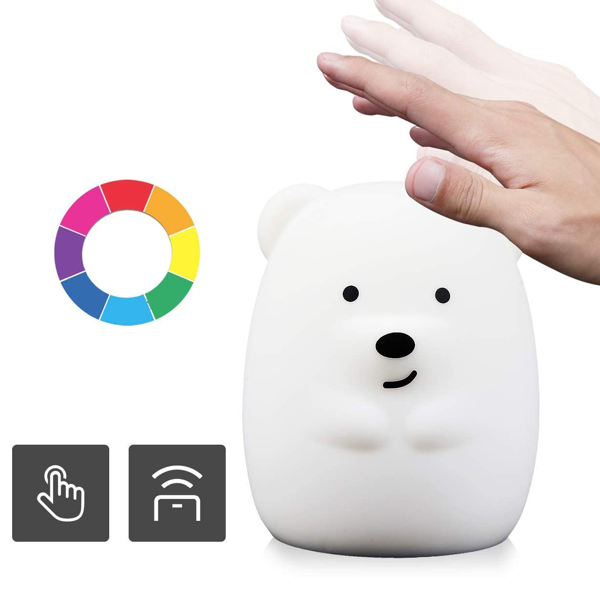 Silikonowa lampka nocna Misiek led rgb - obrazek 5