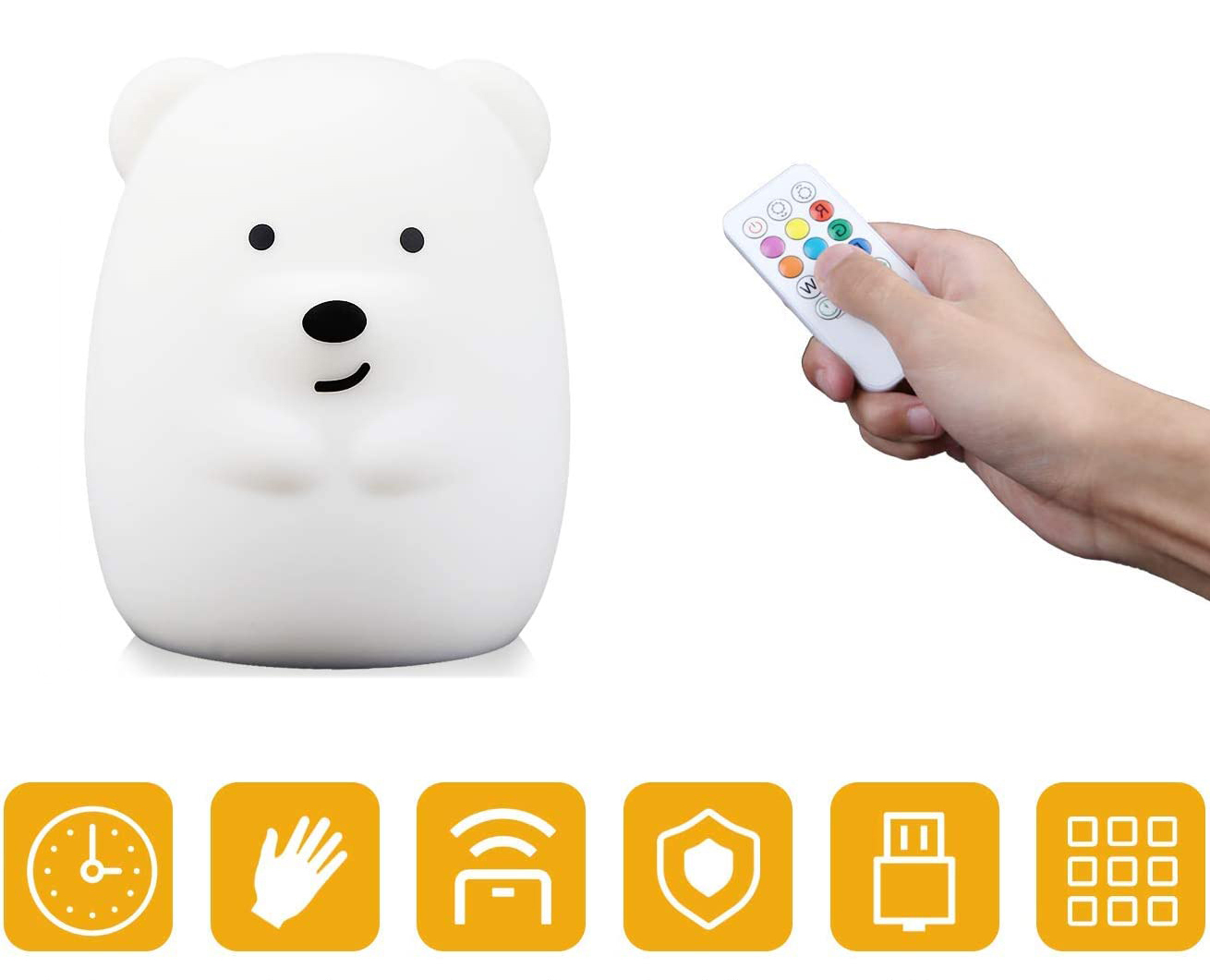 Silikonowa lampka nocna Misiek led rgb - obrazek 9