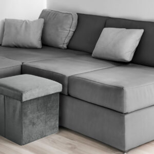 Alternative view of Pufa składana welurowa DIEGO grafitowy VELVET rozmiar L