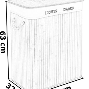 Alternative view of Kosz bambusowy pojemnik na pranie 2 komory czarny FSC