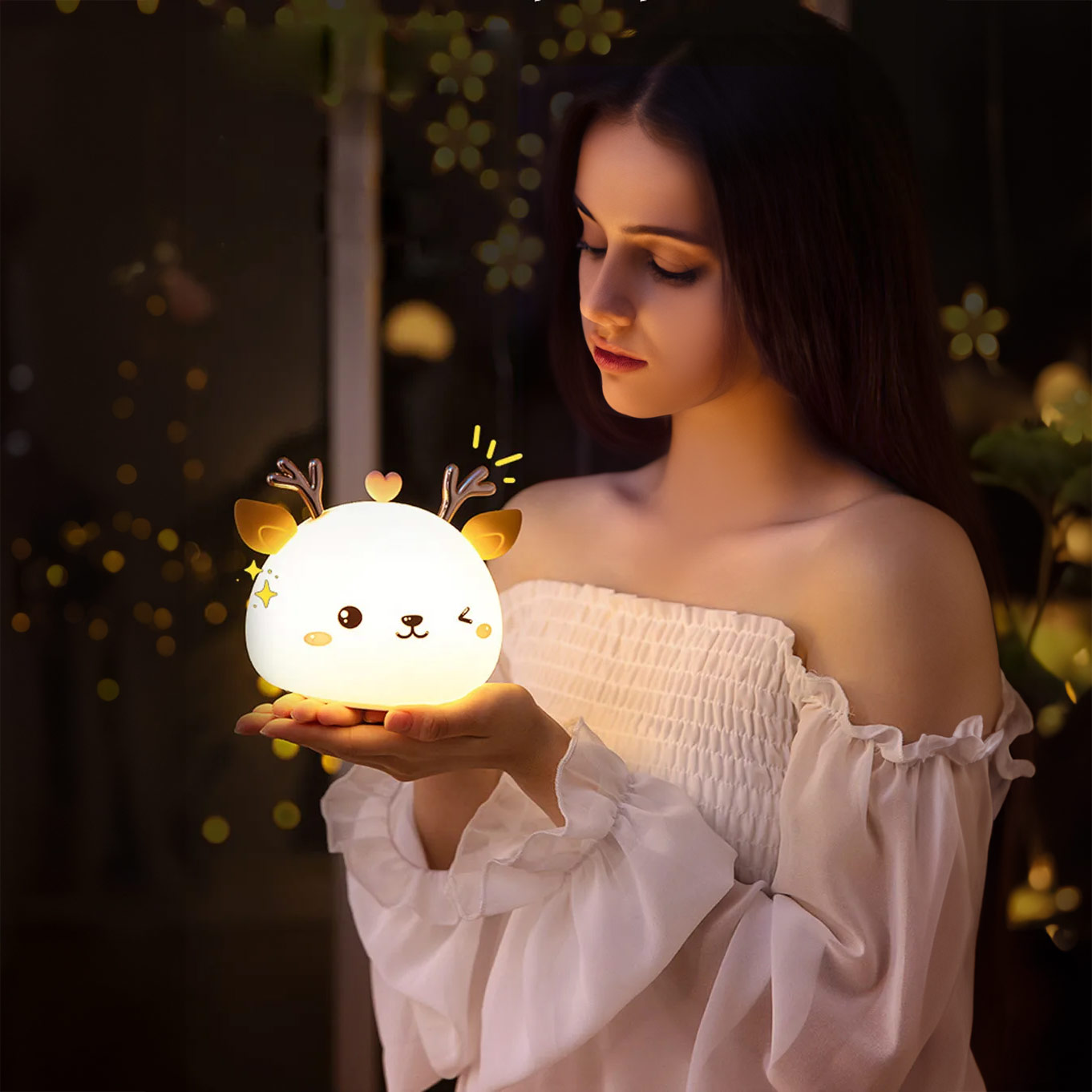 Silikonowa lampka nocna Jelonek led rgb - obrazek 4