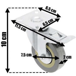 Alternative view of Zestaw x4 kółek koła jezdne CARGO grafitowe 75 mm