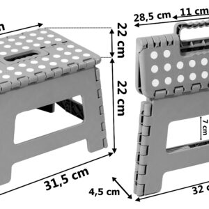 Alternative view of Stołek składany antypoślizgowy AMIGO SZARY rozmiar M