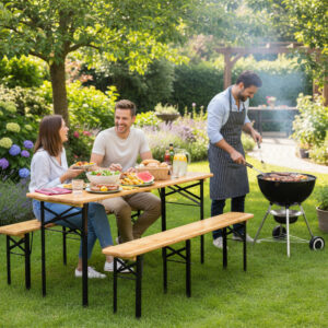 Alternative view of Zestaw stalowo-drewniany stół + 2 ławki 170 cm