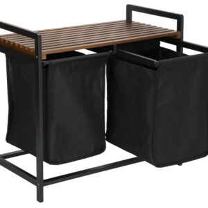 Kosz na pranie bambusowy HANOI BLACK CZARNY