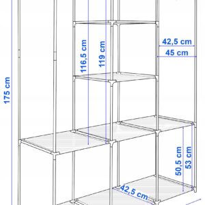 Alternative view of Szafa tekstylna z 8 półkami SONIA antracyt z kurtyną