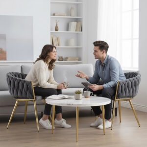 Alternative view of Krzesło welurowe plecione COFTON gold VELVET grafitowy