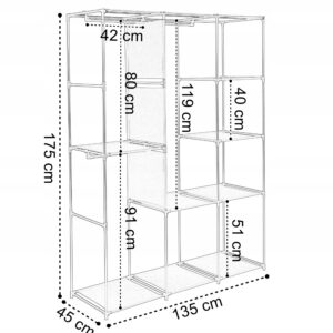 Alternative view of Garderoba z 8 półkami CELINA szara z kurtyną