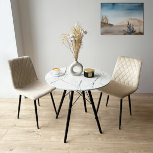 Alternative view of Stolik okrągły PARIS BLACK DTW 80 cm marmur biały