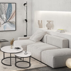 Alternative view of Zestaw dwóch stolików loft Galen Biały Marmur