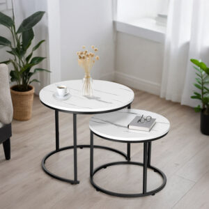 Alternative view of Zestaw dwóch stolików loft Galen Small Biały Marmur