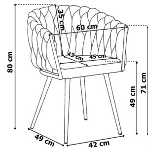 Alternative view of Krzesło welurowe plecione COFTON Black VELVET grafitowy