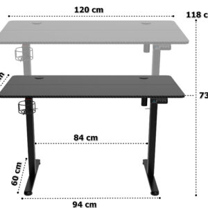Alternative view of Biurko gamingowe SHADOW GAMER elektryczne 1.0 czarne 120 cm