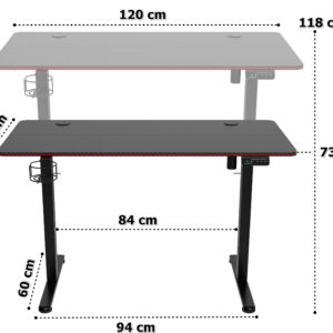 Alternative view of Biurko gamingowe SHADOW GAMER elektryczne 2.0 LED RGB 120 cm