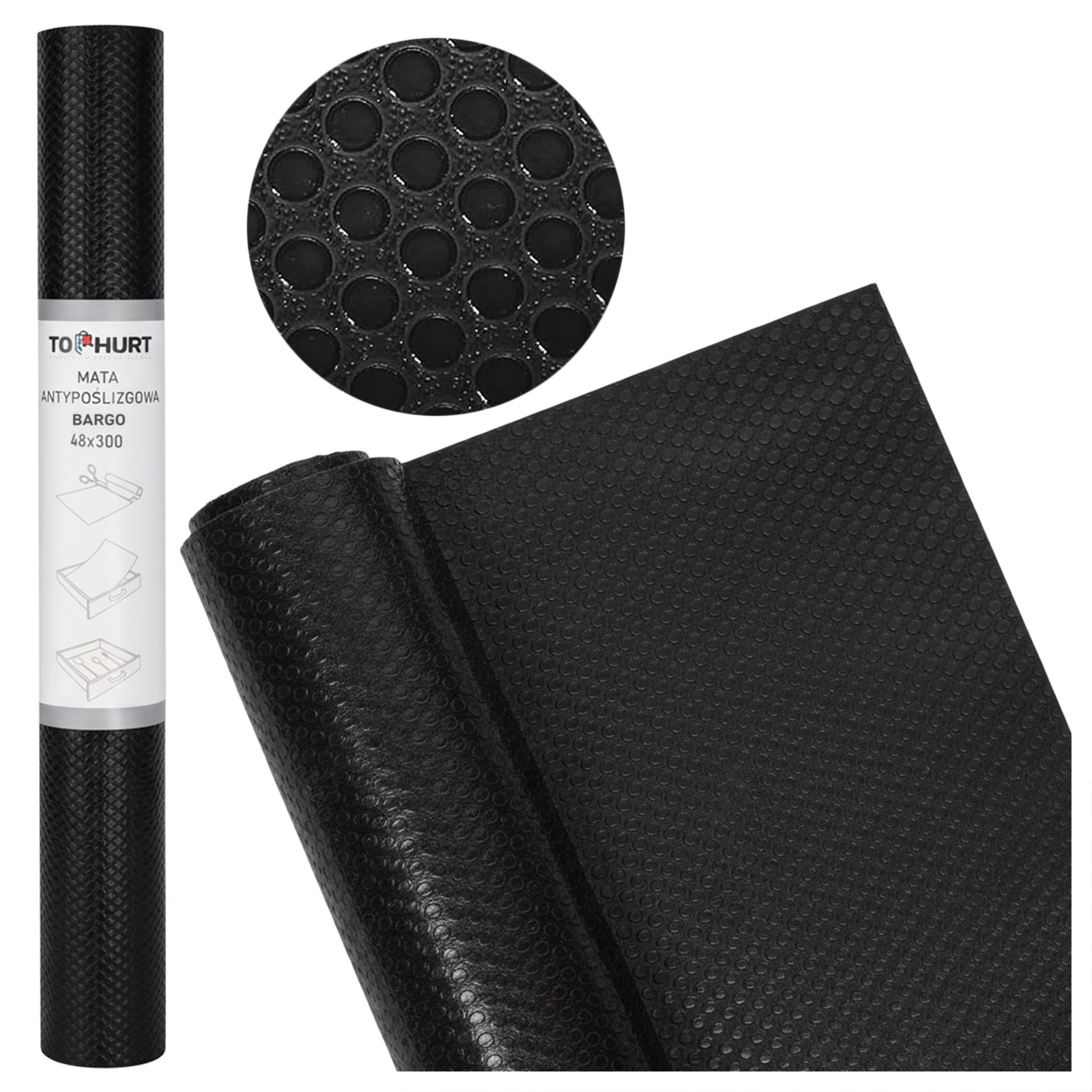 Mata antypoślizgowa do szuflad BARGO 48 x 300 cm czarna