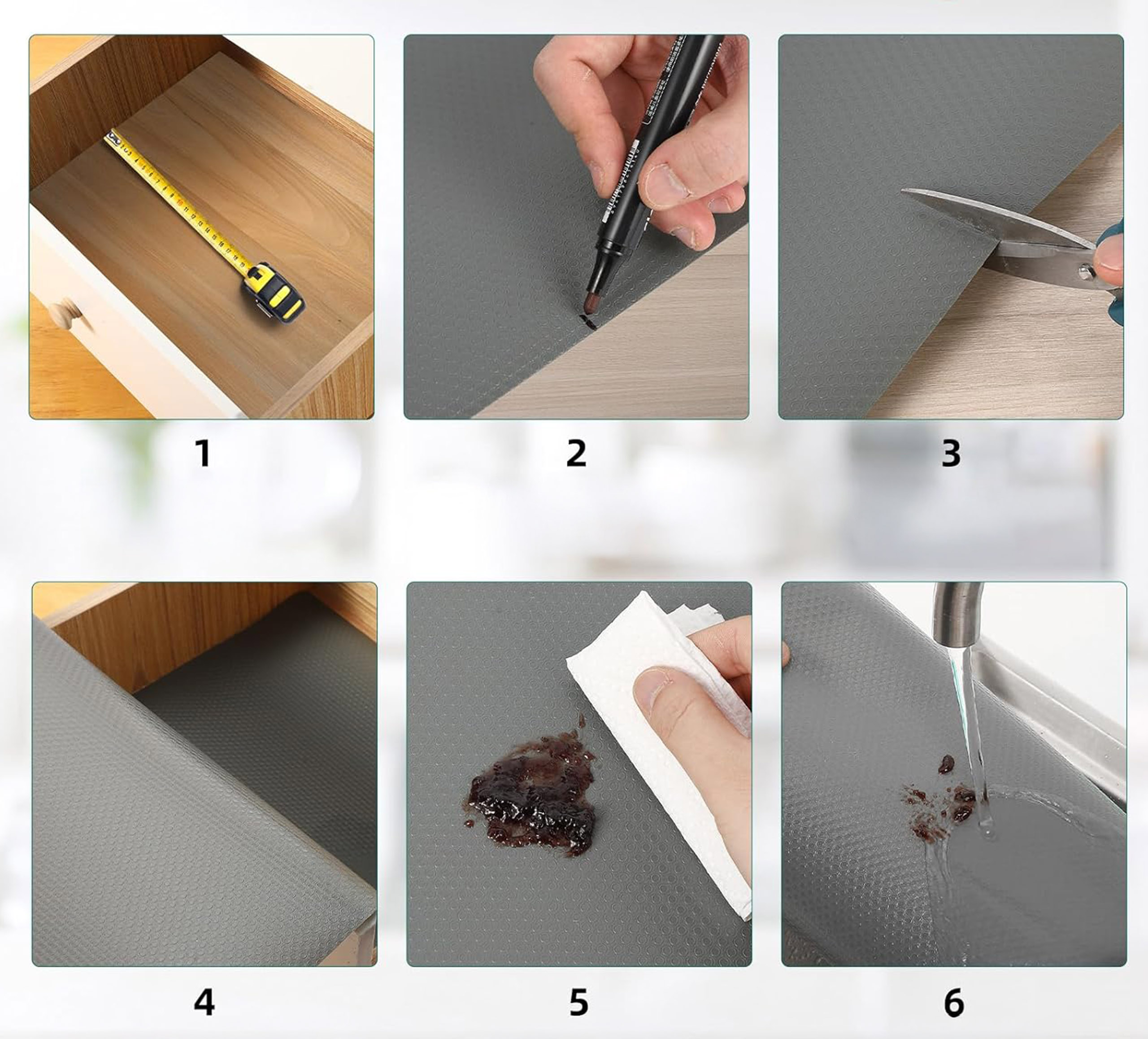 Mata antypoślizgowa do szuflad BARGO 48 x 300 cm szara - obrazek 6