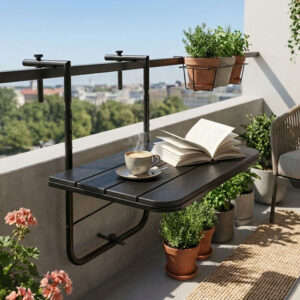 Alternative view of Stolik balkonowy składany ARETTO czarny