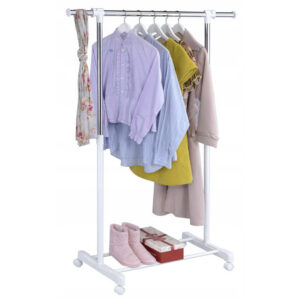 Wieszak stojący na kółkach Otto biały - pojedynczy