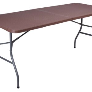 Alternative view of Stół cateringowy RATTAN składany w walizkę 180 cm brązowy