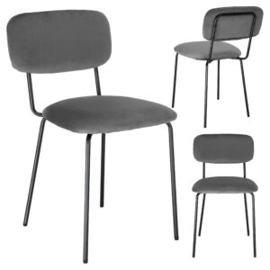 Krzesło welurowe LOUIS black grafitowe velvet