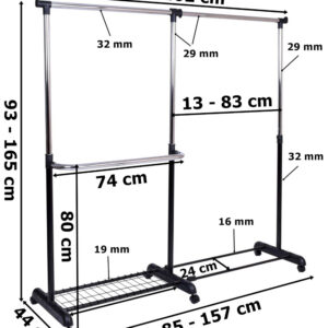 Alternative view of Wieszak regulowany stojący na kółkach Rufo czarny