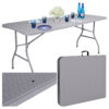 Stół cateringowy RATTAN składany w walizkę - 180 cm szary