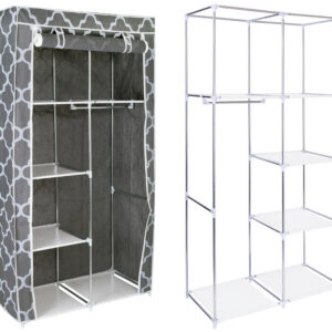 Szafa tekstylna z półkami Mira- szara