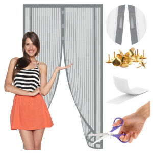 Moskitiera MAGNETYCZNA Drzwiowa do Przycięcia SZARA