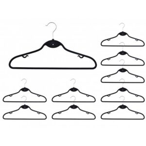 Wieszak welurowy Roxi komplet 10 sztuk czarny