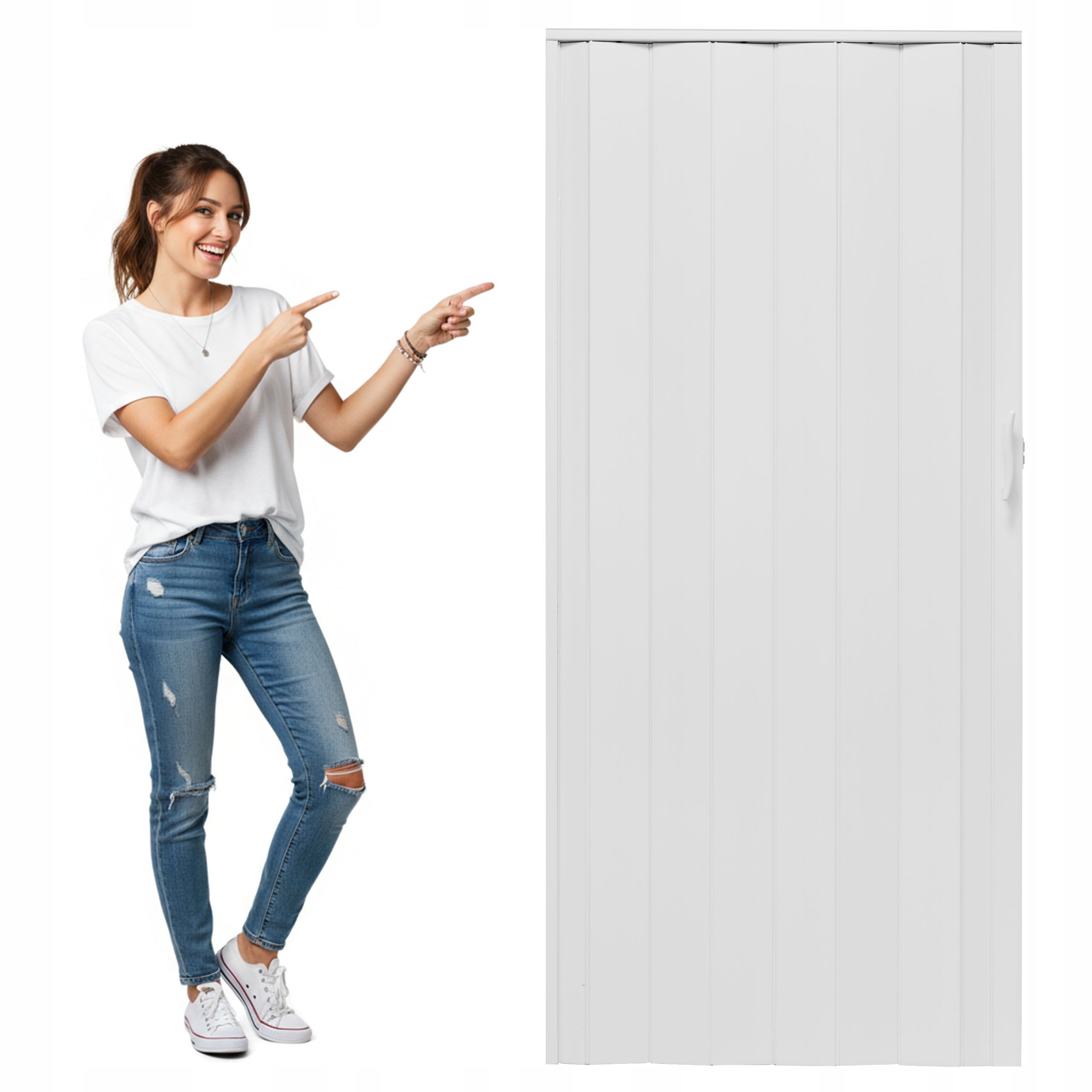 Drzwi harmonijkowe 001P BIAŁY MAT - 100 cm