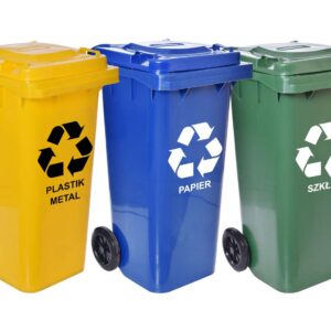 Komplet pojemników na odpady śmietnik 120l zielony niebieski żółty