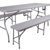 Zestaw cateringowy bankietowy Rattan stół 2 ławy szary
