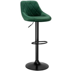 Hoker krzesło barowe CYDRO BLACK ciemnozielone Velvet